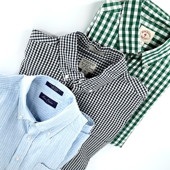 Brooks Brothers Other - Brooks Brothers J Crew Alan Flusser Mens Size M Button Down Shirts Gingham Linen